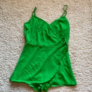Green Wrap front Romper